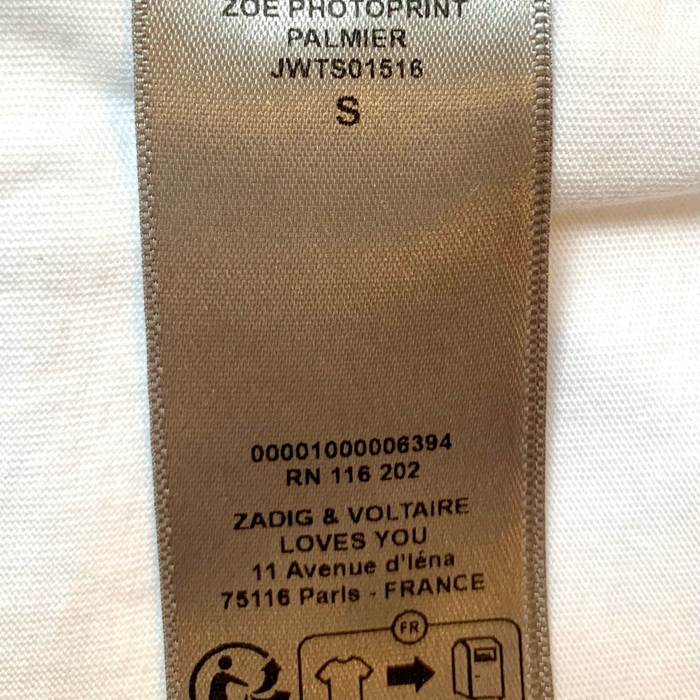 NEW ZADIG & VOLTAIRE T-SHIRT PALMIER ART FESTIVAL GRAPHIC COTTON SMALL - Picture 10 of 11